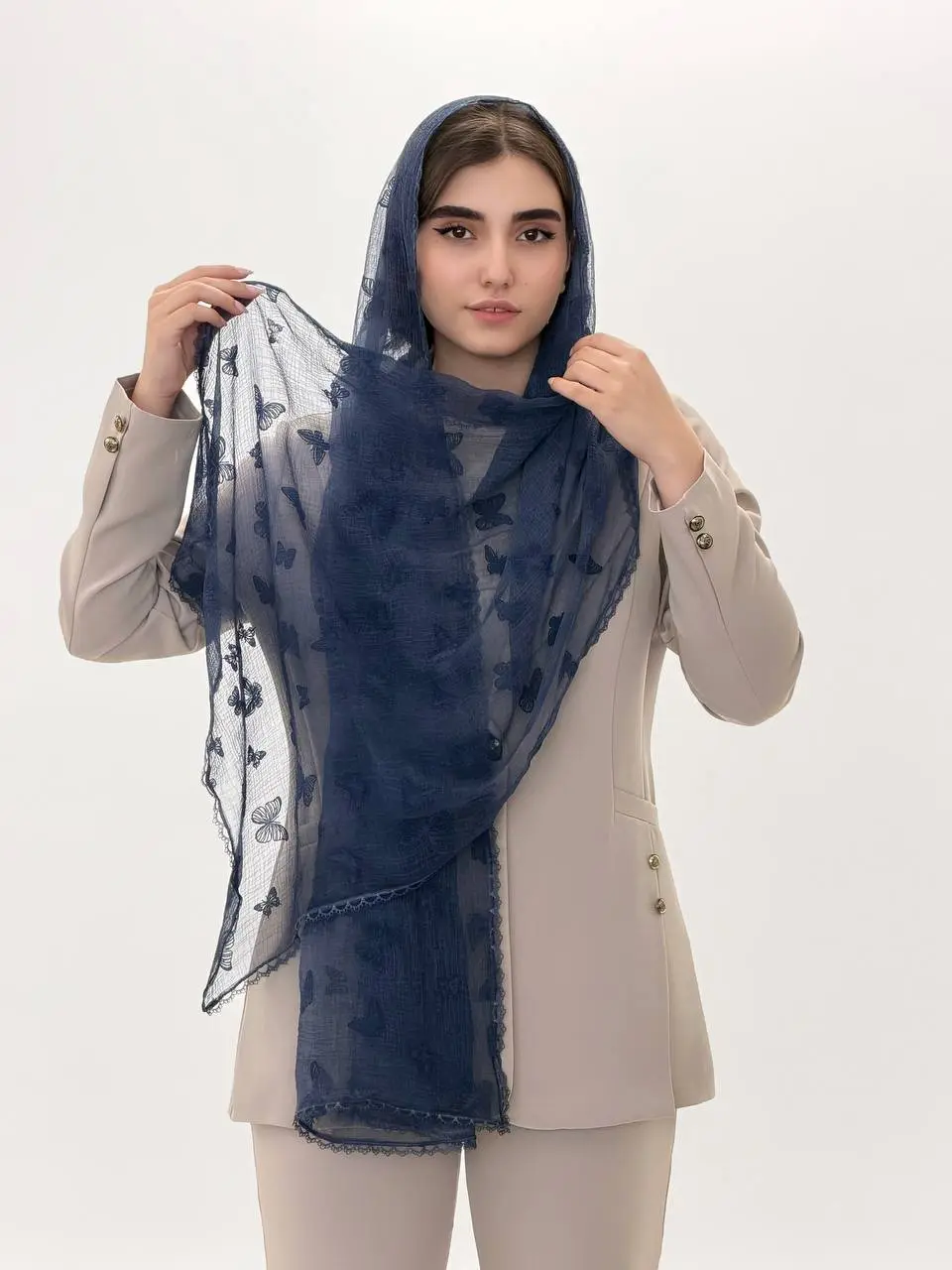 6874-شال حریر پروانه